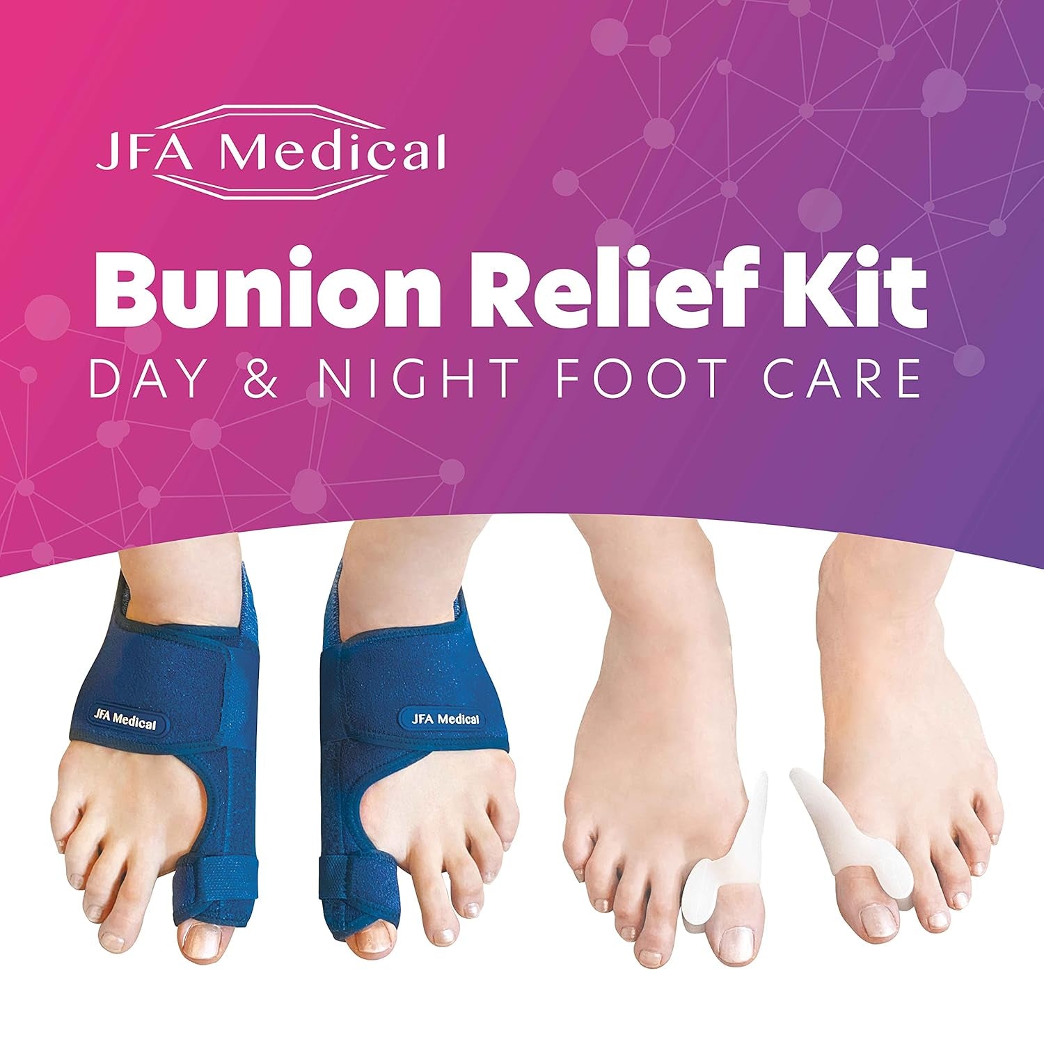 JFA Medical Bunion Corrector, Bunion Splint Toe Separators, Pain Relief & Protec