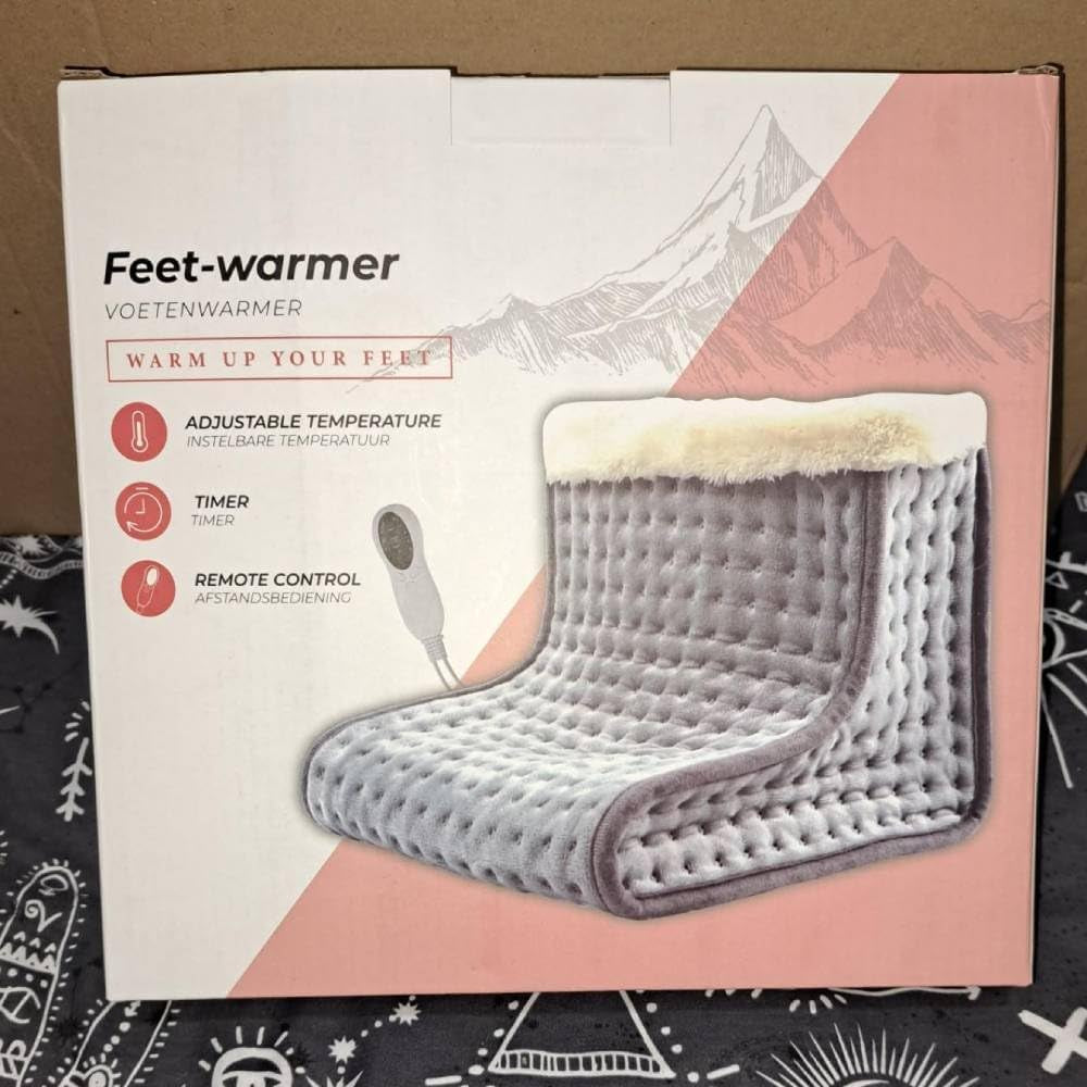 Electric Foot Warmer for Women and Men, Cold Feet Warmers, Cosy Heated Foot Warmer for Cold Feet with 10 Heat Settings and 3 Timer Settings, Heating Pad for Foot, Machine Washable Lining(Grey)