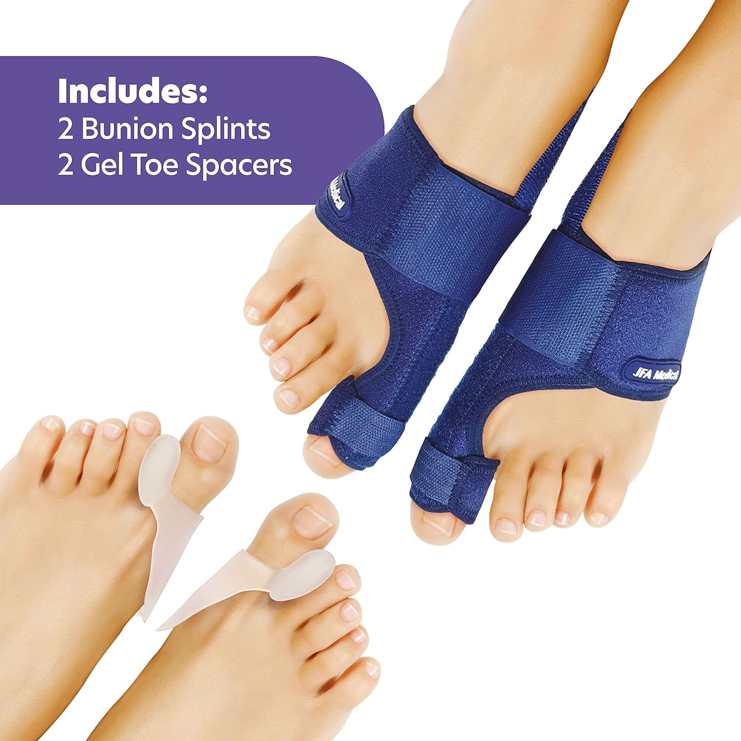JFA Medical Bunion Corrector, Bunion Splint Toe Separators, Pain Relief & Protec