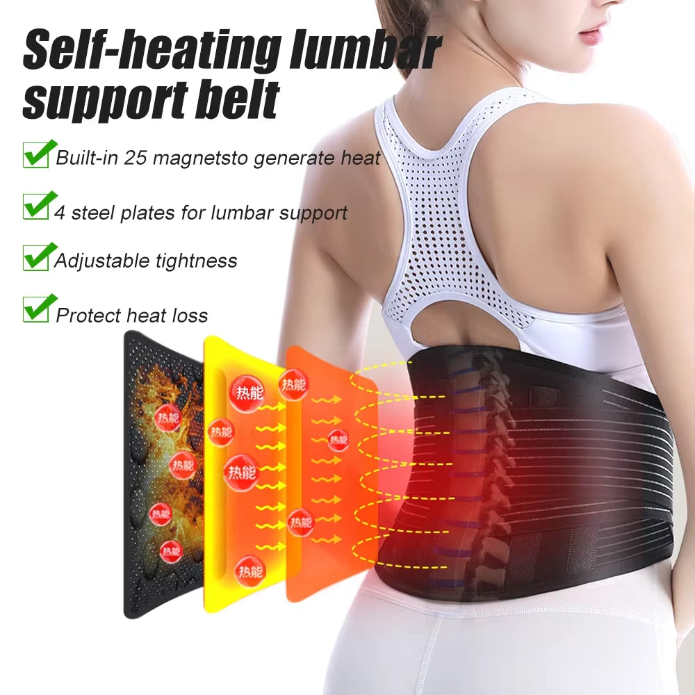 Self-Heating Lumbar Pain Relief Magnet Belt,Thermal Magnetic Therapy Tourmaline Lower Back Waist Support Belt for Pain Relief